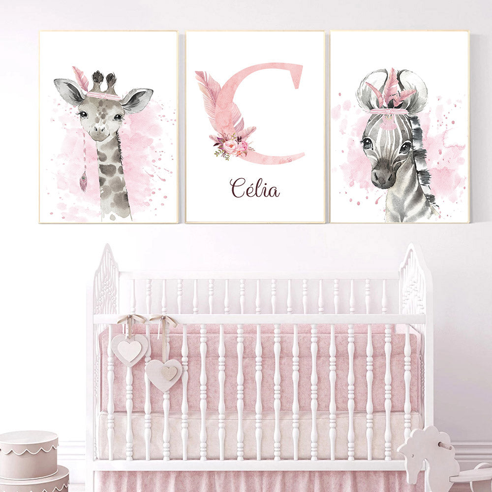 Savane Plume Rose Indien - Décoration Chambre de Bébé et enfant