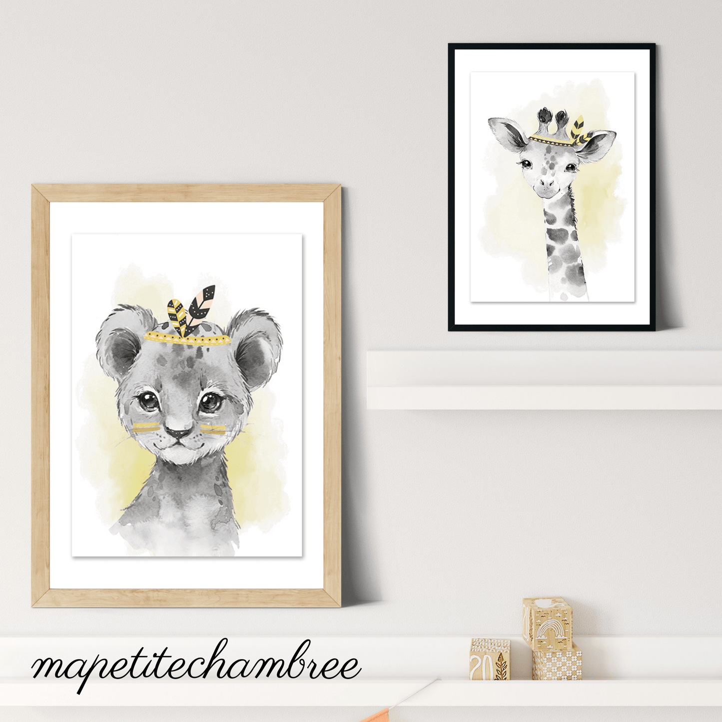 Savane Indien Plume Jaune - Décoration Chambre de Bébé et enfant