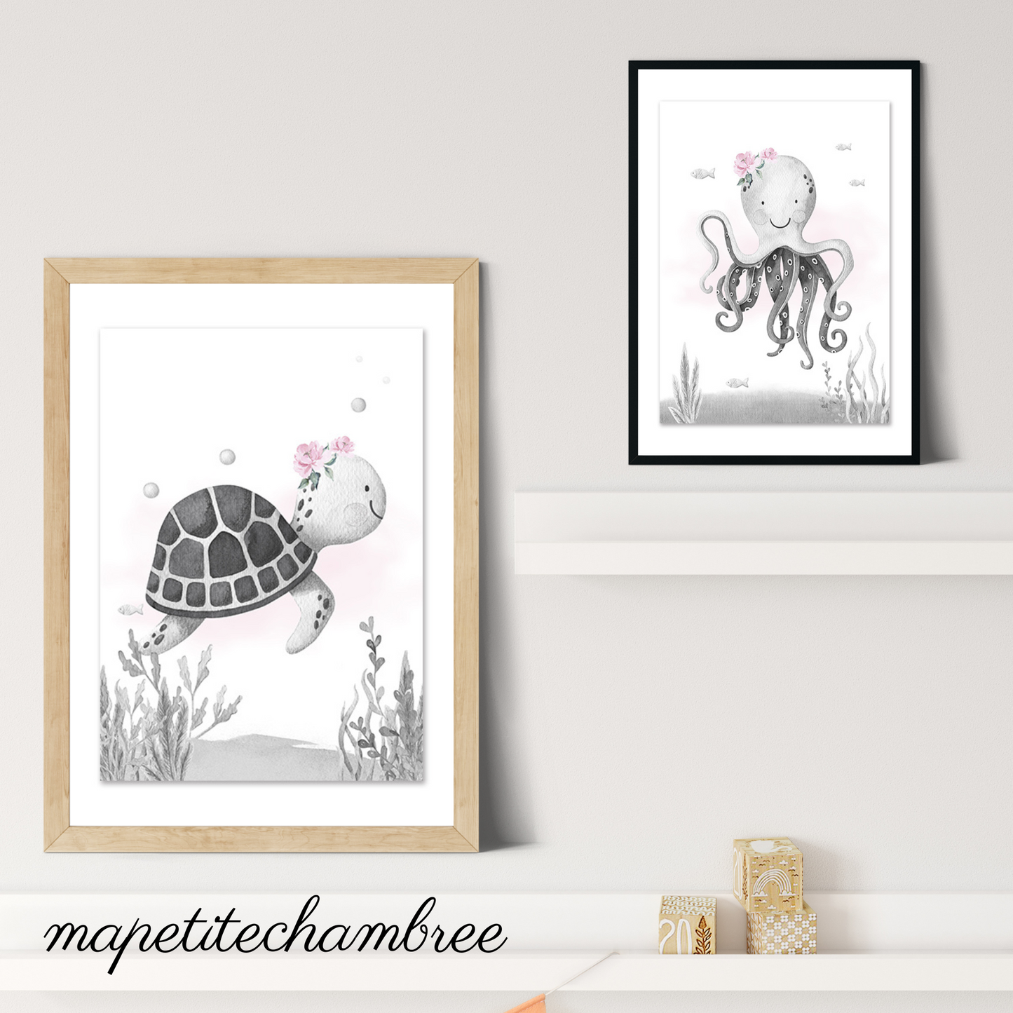 tortue et pieuvre animaux