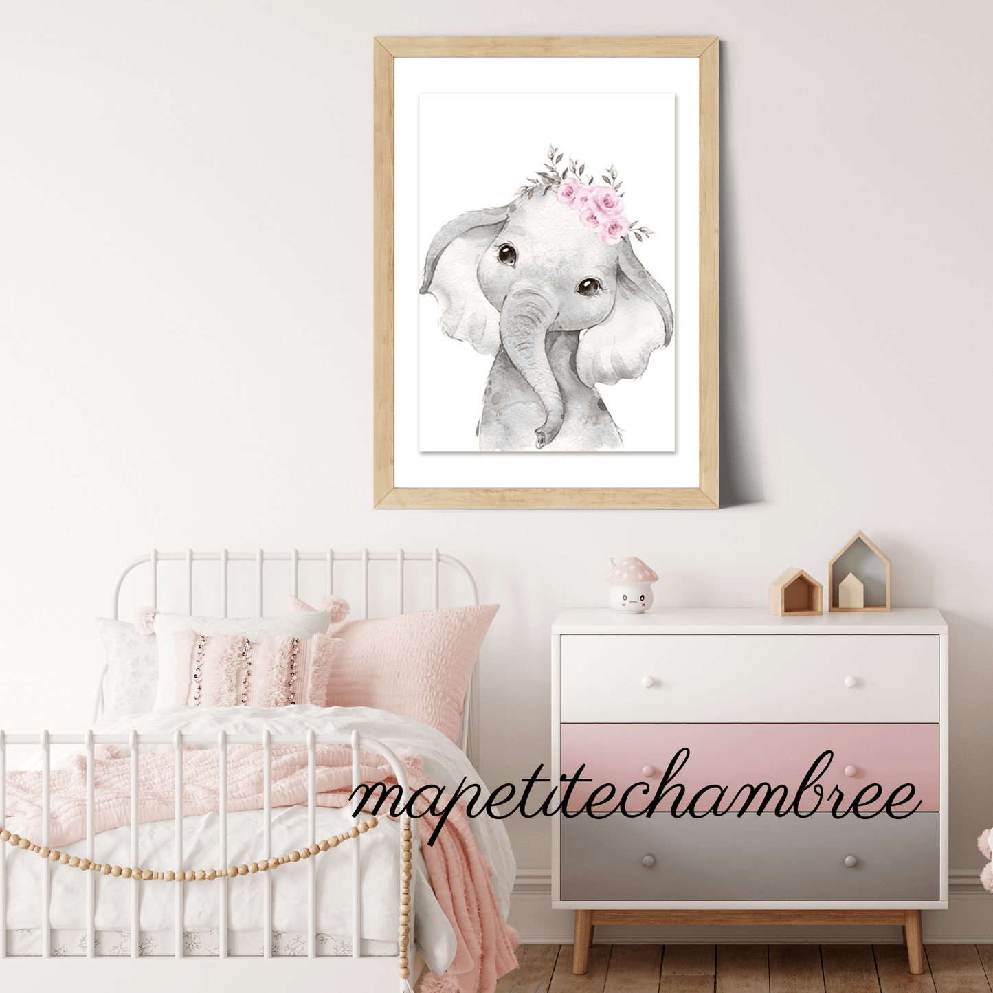 Savane couronne de fleurs roses - Décoration Chambre de Bébé et enfant