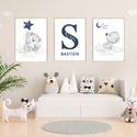 Lot De 5 Affiches Pour Chambre Enfant - Fabriqué En France - Papier Recyclé FSC - Thèmes Animaux (bleu, Rose, Vert, Jaune) - 2