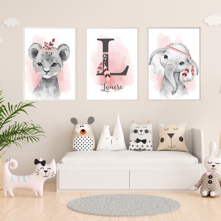 Affiche chambre bébé enfant savane Indien fille - Décoration Chambre Bébé et Enfant