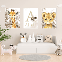 Savane Jungle Fleur Marron - Décoration Chambre de Bébé et enfant