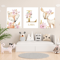 Animaux de la Forêt Lettre Doré - Décoration Chambre de Bébé et enfant